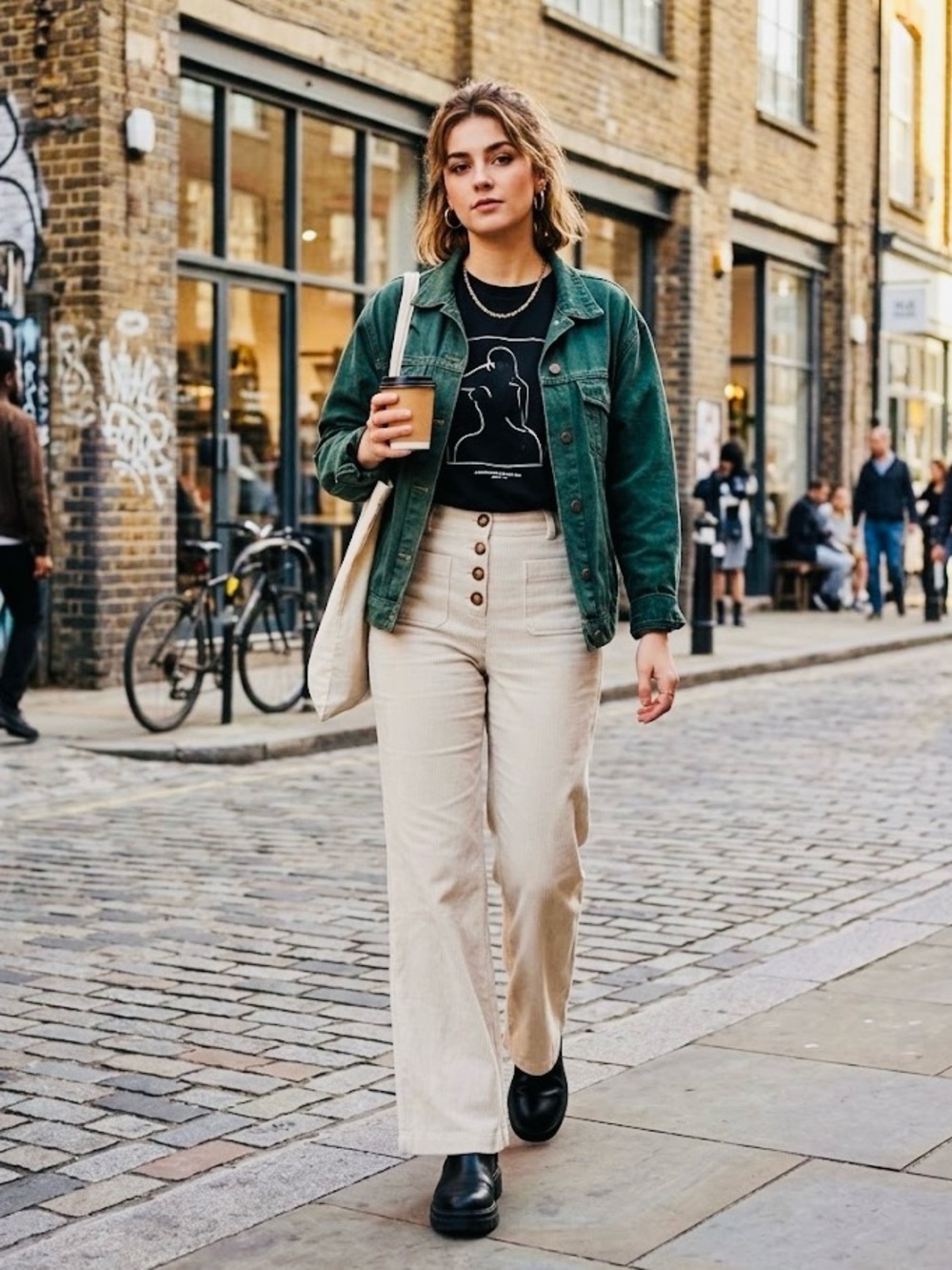 Joie Cream Wide-Leg Button-Front Pants